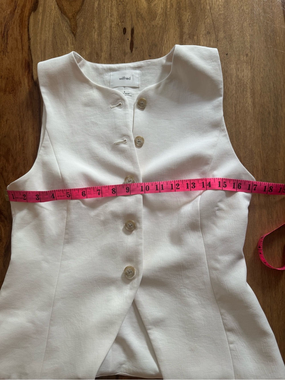 Wilfred Cream Sleeveless Button-Front Vest Top size 8 used once - Picture 6 of 8